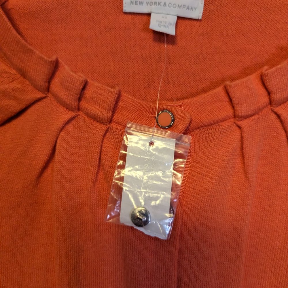 New York and Company Orange Long Sleeve Cardigan Size: XS - Picture 10 of 10